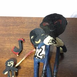 Wooden family + chicken - African-American ephemera, small and would be nice mounted