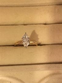 1 carat marquis cut diamond ring, high 4 C ratings