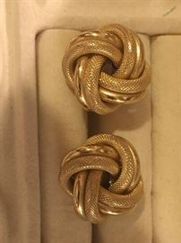 SOLD large solid gold women's love knot earrings
