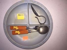 Antique toddler dish and silverware