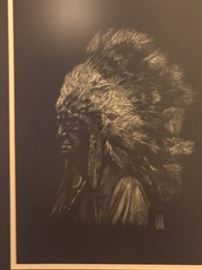 J.Hill Chalk framed Portrait 