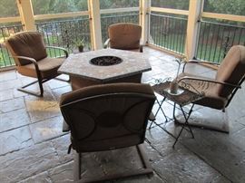 Spring Frame Chairs and Fire Pit