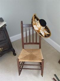 Antique Rocker and Cool Sombrero 