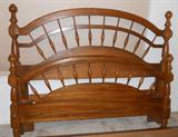 Early American Bedroom Suite. Solid wood. Set includes head board, foot board, tripple dresser with mirror, tall boy hutch and side table