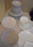 Corel dish set + Blue splatter ware dishes