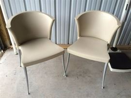 Retails New $700 - Two High Quality Contempory Westinnielsen Azuza Guest Side Armless Plastic Stack Indoor Outdoor Chairs - Great Condition!
