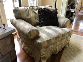 We have two ... overstuffed gold and sage armchair