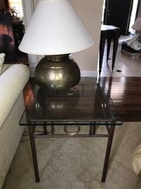 Side tables match the coffee table nicely! We have two of these great brass bottom lamps.