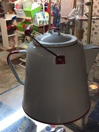 White Enamel Camp Coffee Pot.