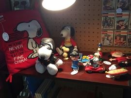 Some of the Huge Assortment of Snoopy Collectibles.