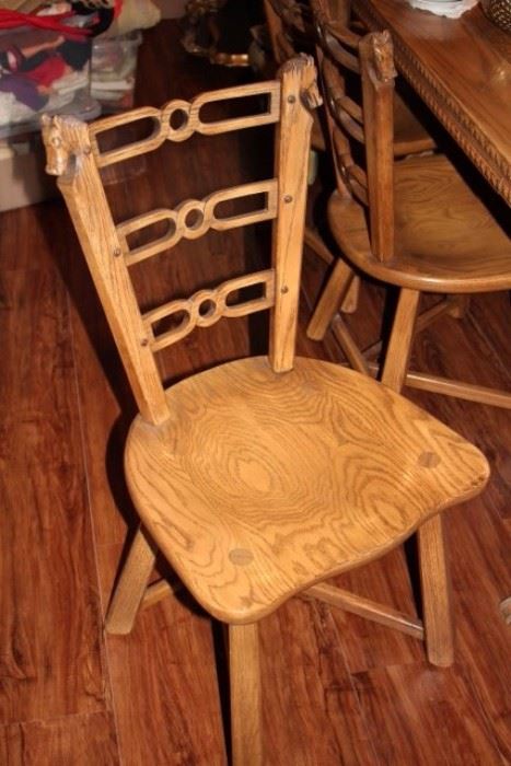 6 Pennsylvania Dutch Chairs with Horse Heads for Horse Lovers