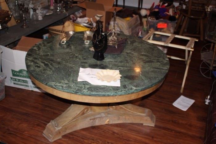 Round Pedestal Marble Topped Table