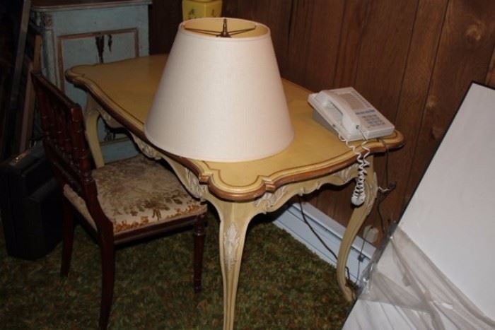 Table and Chair with Lamp Shade