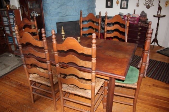 Dining Room Table with 6 Ladderback Chairs