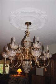 Crystal and Bronze Chandelier