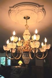 Crystal and Bronze Chandelier