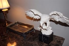 Eagle Statue with Tray and Lamp