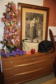 Dresser, Vintage Photo, Hand Weights and Tote Bags