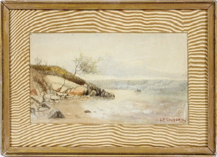2148 JASPER FRANCIS CROPSEY (AMERICAN, 1823-1900), WATERCOLOR, H 6 1/2", W 11", LANDSCAPE