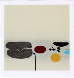 2150 VICTOR PASMORE (BRITISH, 1908-1998), OIL ON CANVAS, 1979, IMAGE: H 16", W 16", "POINTS OF INTEREST"