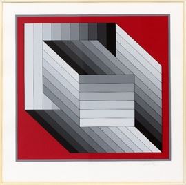2155 VICTOR VASARELY (FRENCH/HUNGARIAN, 1906/1997), COLOR SERIGRAPH, IMAGE: H 17", W 17", "TRIDIM"