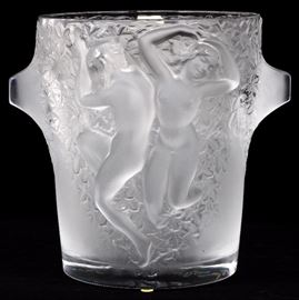 1049 LALIQUE 'GANYMEDE' FROSTED GLASS CHAMPAGNE COOLER, H 9 1/4"