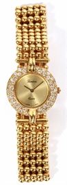 1057 GENEVE 14KT AND 18KT GOLD AND DIAMOND LADY'S WRIST WATCH, L 4 3/4"