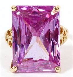 1074 14KT YELLOW GOLD AND 3CT AMETRINE RING, SIZE 6.75