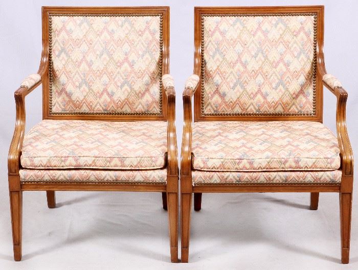 36 PAIR OF MAHOGANY ARM CHAIRS, 20TH C., H 34", W 25"