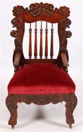161 VICTORIAN MAHOGANY SIDE CHAIR, H 40", W 23"