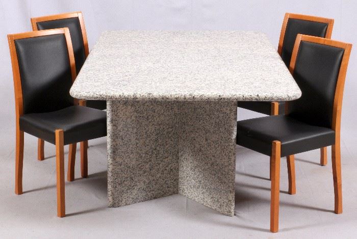 110 RECTANGULAR GRANITE TOP TABLE WITH MONTINA CHAIRS, FIVE PIECES