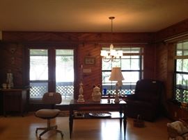 dining room, mickey/minnie cookie jar as is, swivel rocker, office chair, lamps