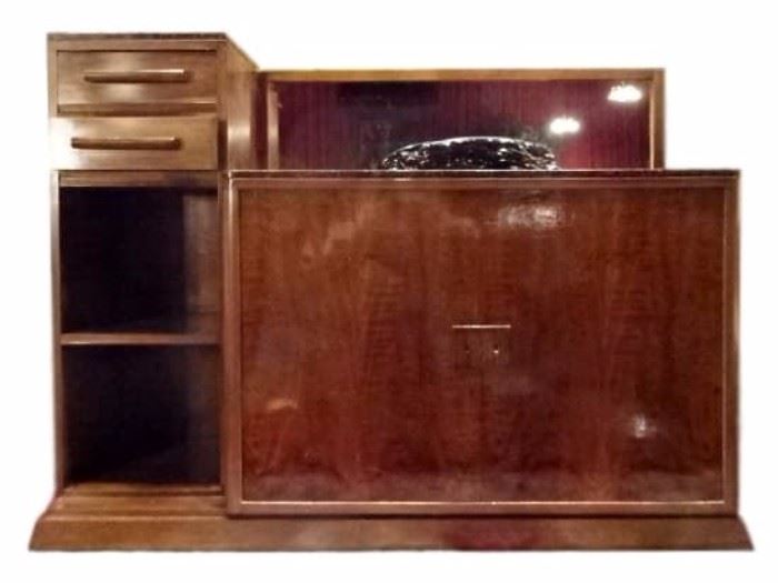 VINTAGE ART MODERNE BUFFET WITH MIRRORED TOP, CIRCA 1940's