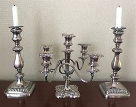 Elaborate candelabra -- flanked by lovely singles


