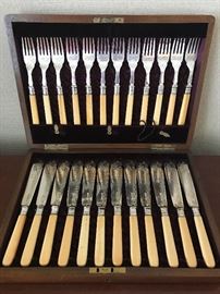 Beautiful vintage fish knife set, service for 12