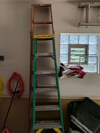 Ladders, flag buntings. 
