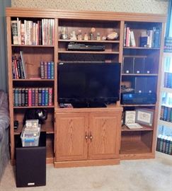 Quasar 32" TV, Kenwood surround system, Panasonic DVD/CD player, and more