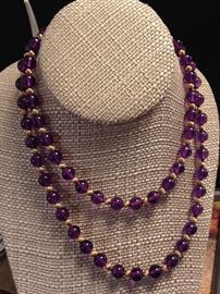 14k gold and amethyst necklace.