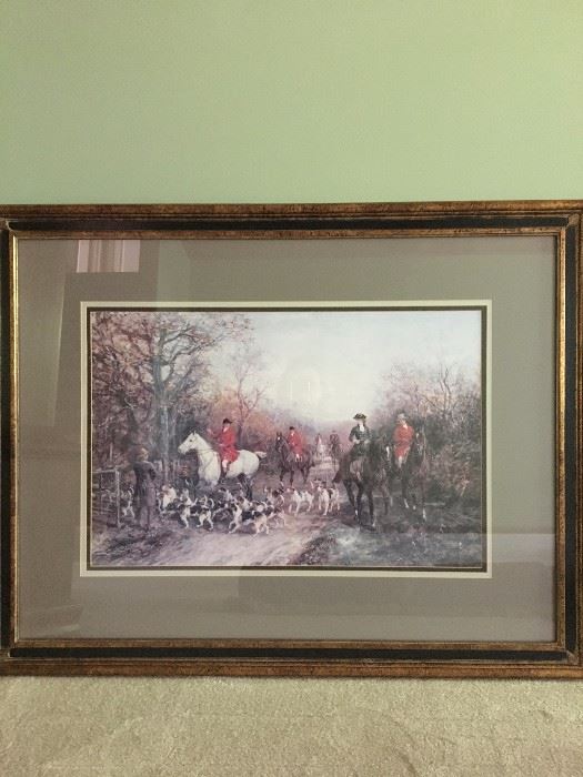 The Hunt picture with mat and frame