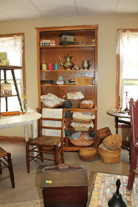 Many primitives. Crocks, baskets, cast iron, boxes, tools, etc.