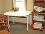 Many drop leaf tables - sizes vary from very small to kitchen tables. Some with matching chairs. Some newly painted and others ready for upcycling.