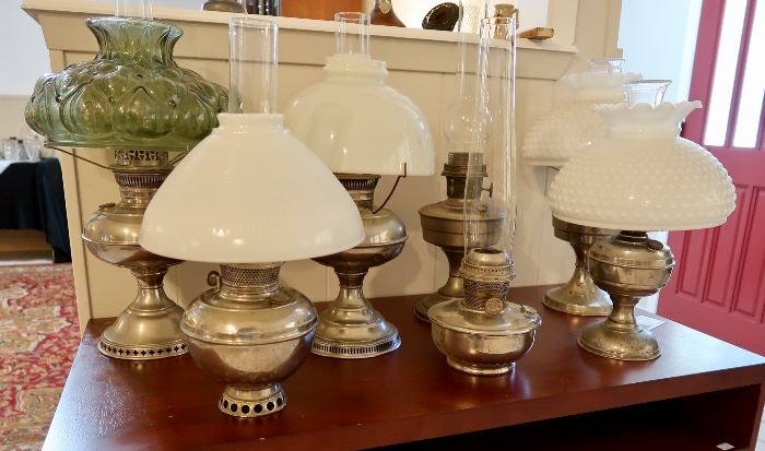 Metal Base Oil Lamps with Various Shades