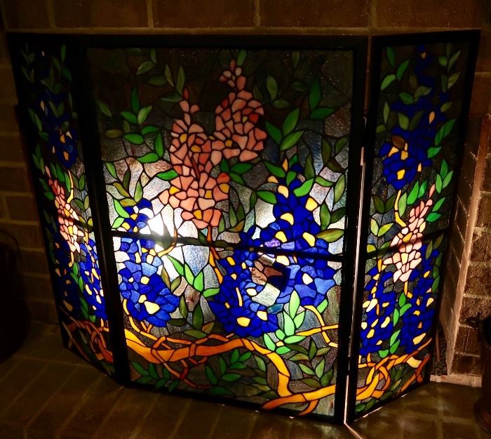 Tiffany Glass Fireplace Screen
