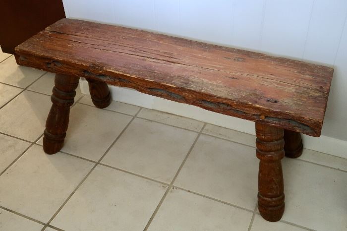 Handmade Bench from Salvaged Wodd of a Georgetown Washed Away Bridge