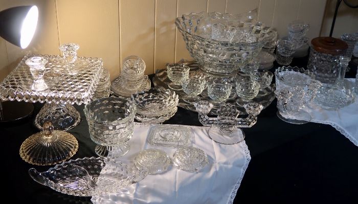 More Fostoria Americana Glassware - Punch Bowl Set, Desirable Square Cake Plate and other Nice Pieces