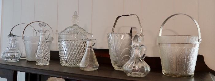 Vintage Glass Ice Buckets & Cruets