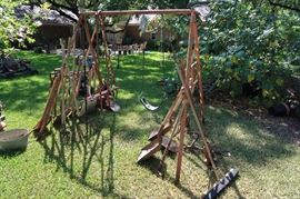 Vintage Swing Set Frame and Yard Tools