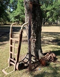 Antique Dolly, Two-Man Saw & Lawnmower Piece