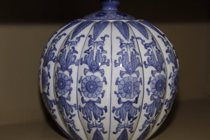 Blue & White Porcelain Chinese Vase-Signed