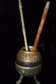 Silver, Brass & Wood Opium Pipe